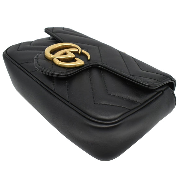 Gucci GG Marmont Super Mini Leather Gold Chain Bag - black