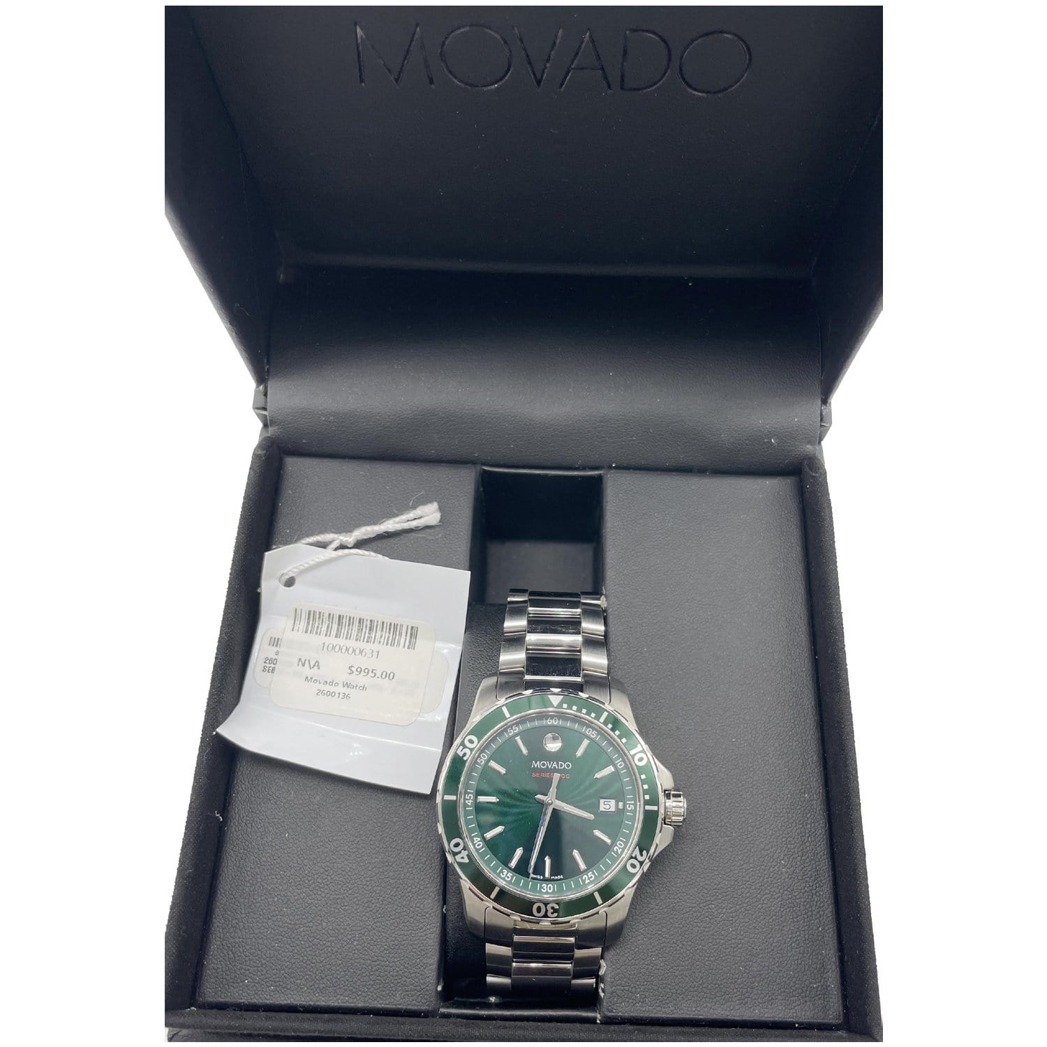 Stainless Quartz Watch Steel Series 40MM 800 Green Dial MOVADO Swiss