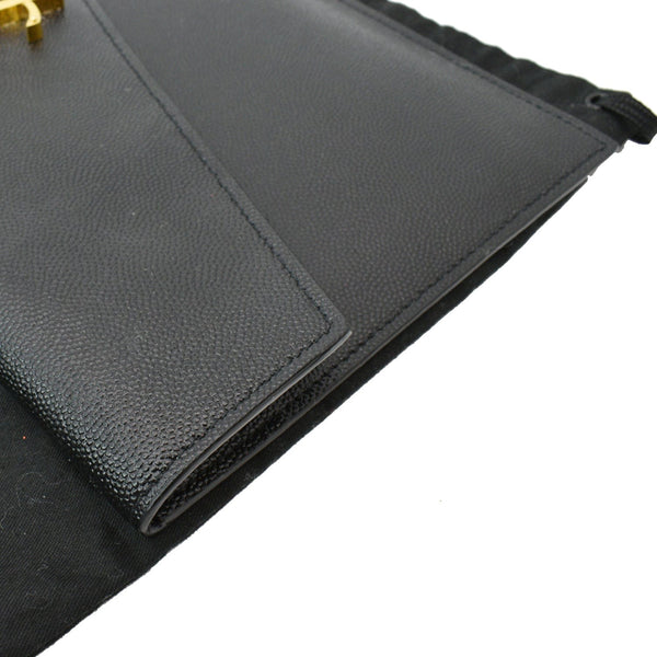 YVES SAINT LAURENT Uptown Envelope Grain De Poudre Leather Clutch Black