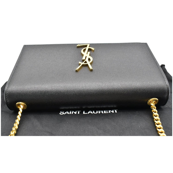 YVES SAINT LAURENT Kate Leather Gold Chain Clutch Crossbody Bag Black