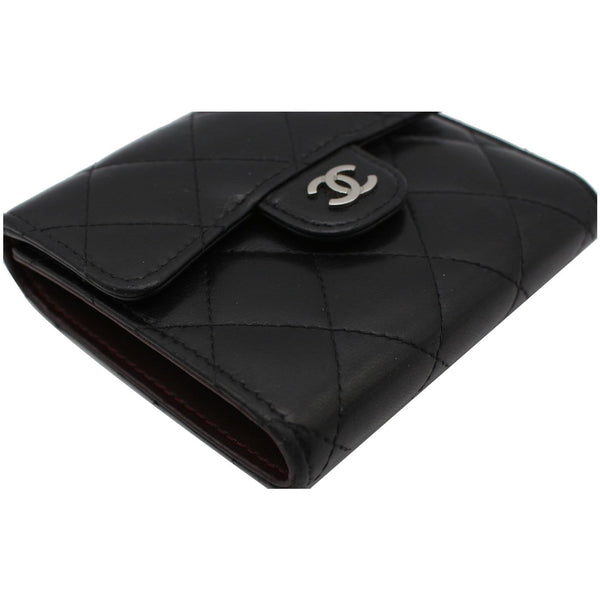 CHANEL CC Classic Small Flap Leather Compact Wallet Black