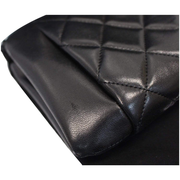 Chanel Timeless CC Lock Lambskin Leather Clutch Bag close view