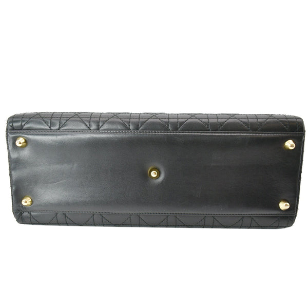 CHRISTIAN DIOR Large Lady Dior Cannage Lambskin Shoulder Bag Black