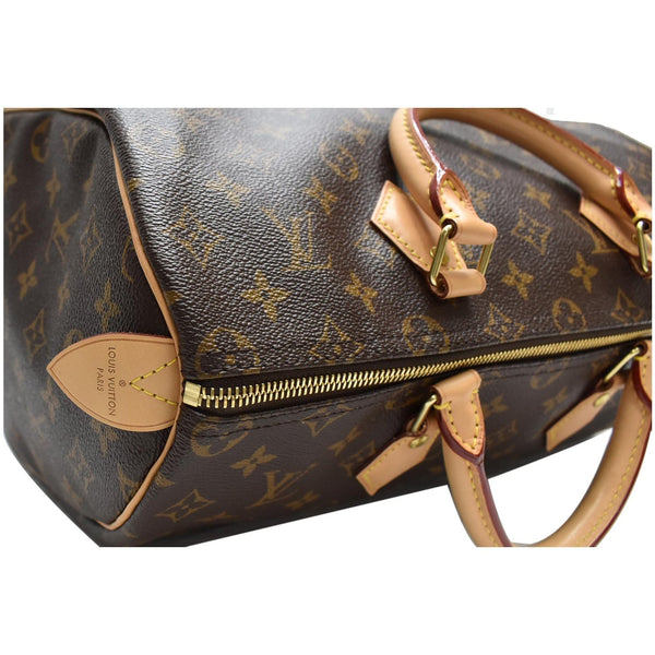 LOUIS VUITTON Speedy 35 Monogram Canvas Satchel Bag Brown