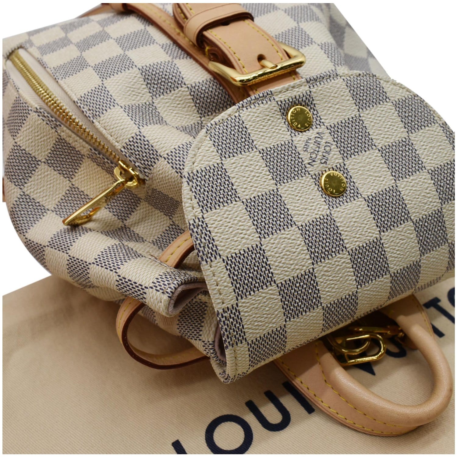 louis vuitton backpack dupe LOUIS VUITTON Sperone BB Damier Azur Backpack Bag White