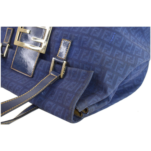 FENDI Zucchino Mamma Monogram Canvas Shoulder Bag Blue - Last Call