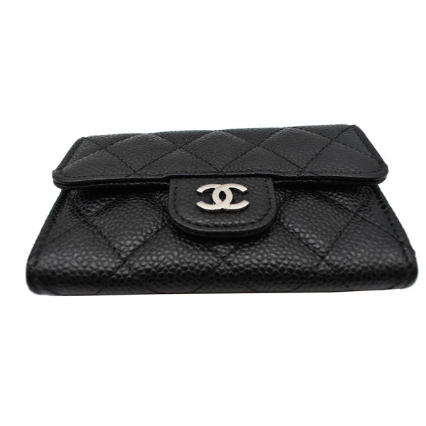 CHANEL CC Classic Small Flap Caviar Leather Card holder Black