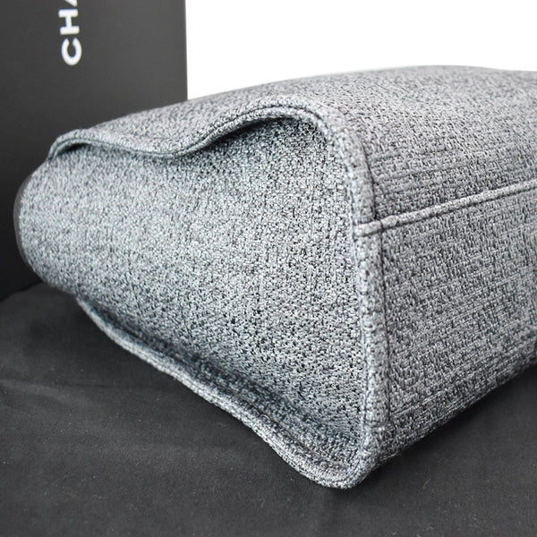 CHANEL Deauville Small Lurex Boucle Canvas Tote Bag Grey