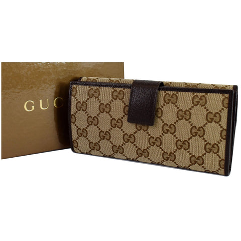 GUCCI GG Supreme Continental Flap Wallet Beige/Brown 112715