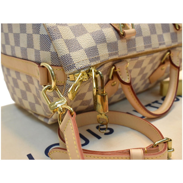 LOUIS VUITTON Speedy 30 Bandouliere Damier Azur Satchel Shoulder Bag White
