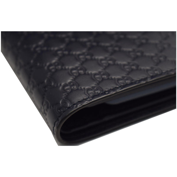 GUCCI Micro Guccissima Large Bi-fold Leather Wallet Black 292534