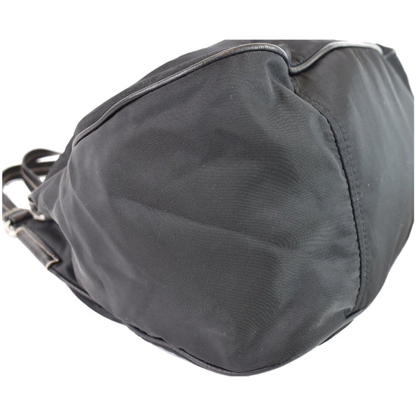 PRADA  Nylon Leather Strap Hobo Bag Black