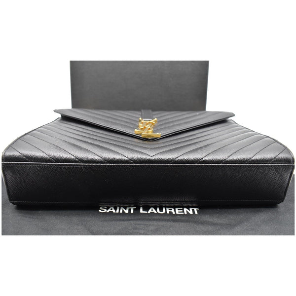 YVES SAINT LAURENT Large Envelope Grain De Poudre Chain Shoulder Bag Black