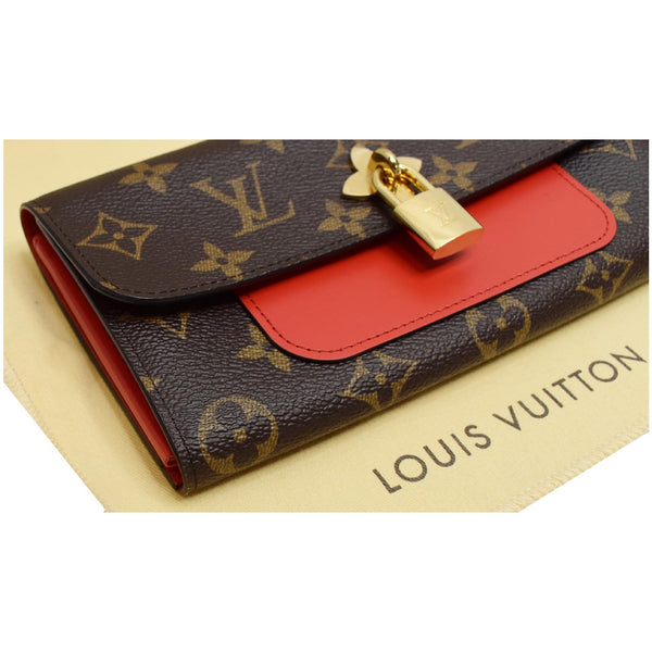 LOUIS VUITTON Flower Lock Monogram Canvas Wallet Red