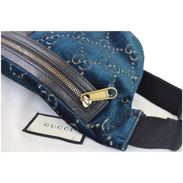 GUCCI GG Monogram Velvet Belt Bumbag Dark Blue 574968