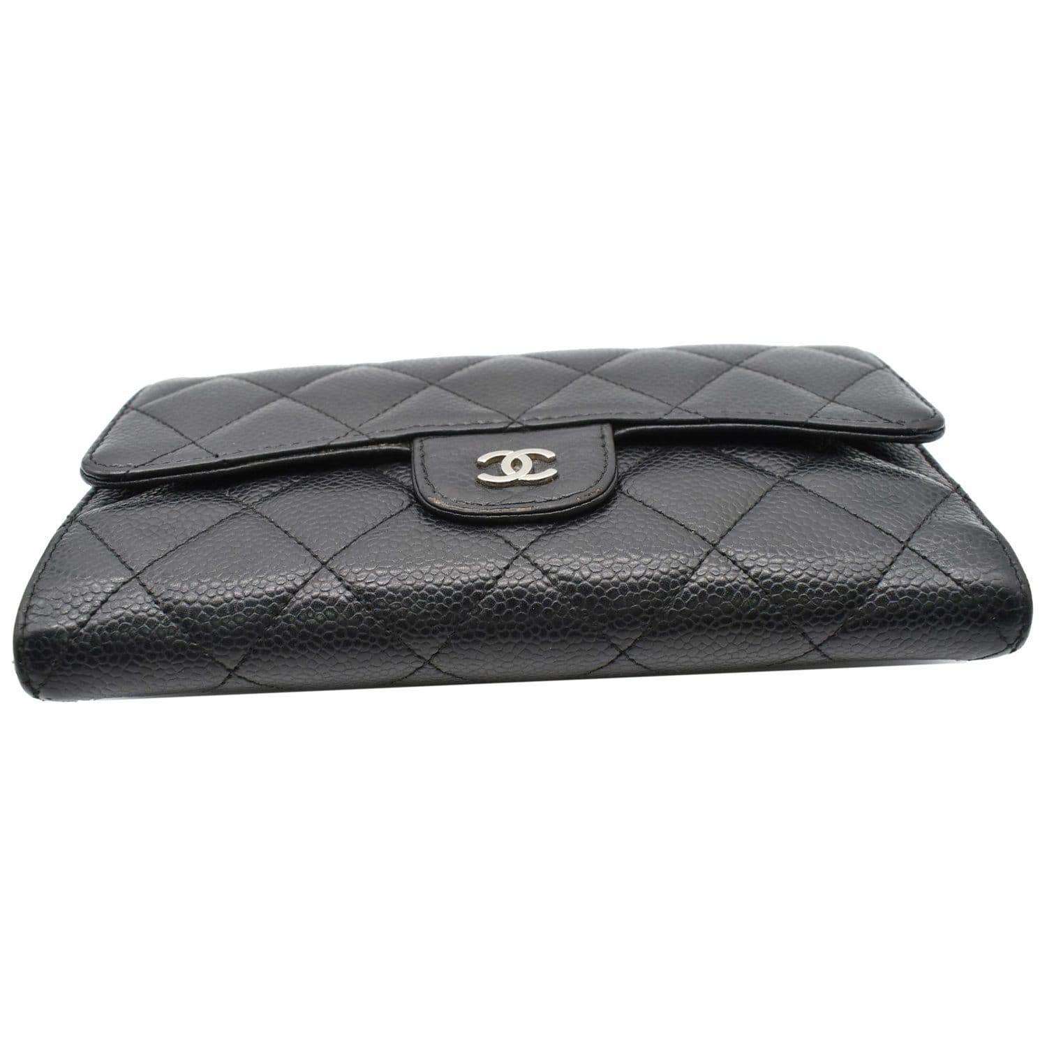 CHANEL Classic Flap Caviar Leather Card Holder Wallet Black - 10% OFF