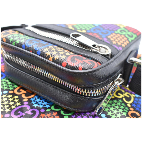 GUCCI GG Psychedelic Print Leather Messenger Bag Black 598103