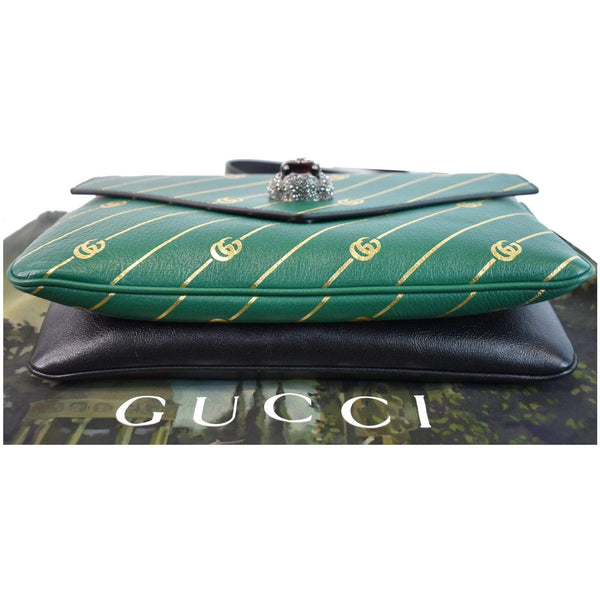 GUCCI Thiara Medium Double Smooth Leather Shoulder Bag Green/Black 524822