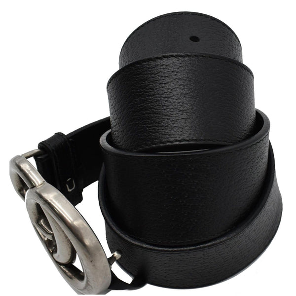 GUCCI Double G Buckle Leather Belt Black 406831 Size 90.36