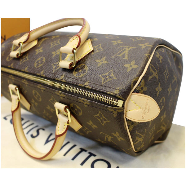 LOUIS VUITTON Speedy 30 Monogram Canvas Satchel Handbag Brown