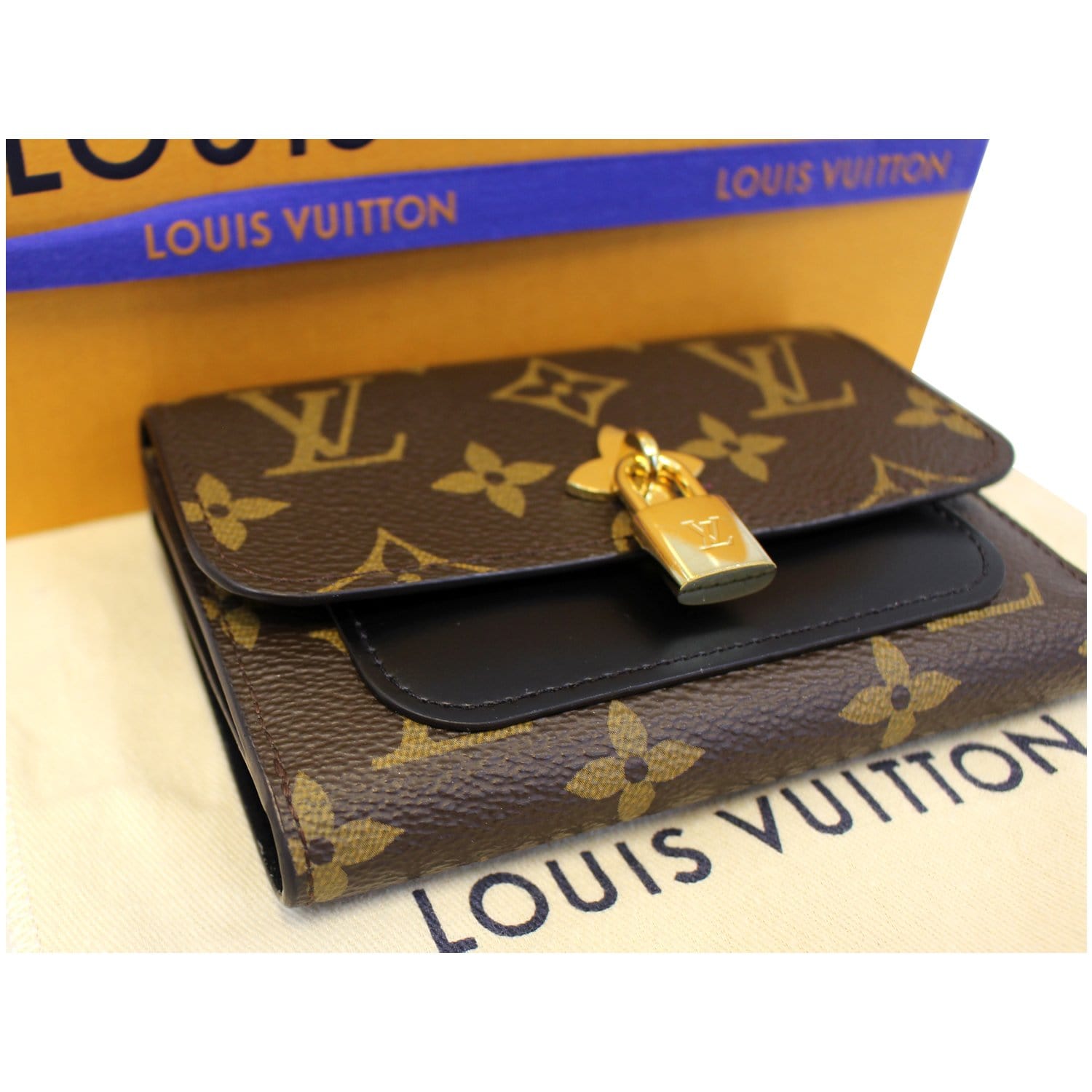 LOUIS VUITTON Monogram Flower Lock Long Wallet Coquelicot 430965