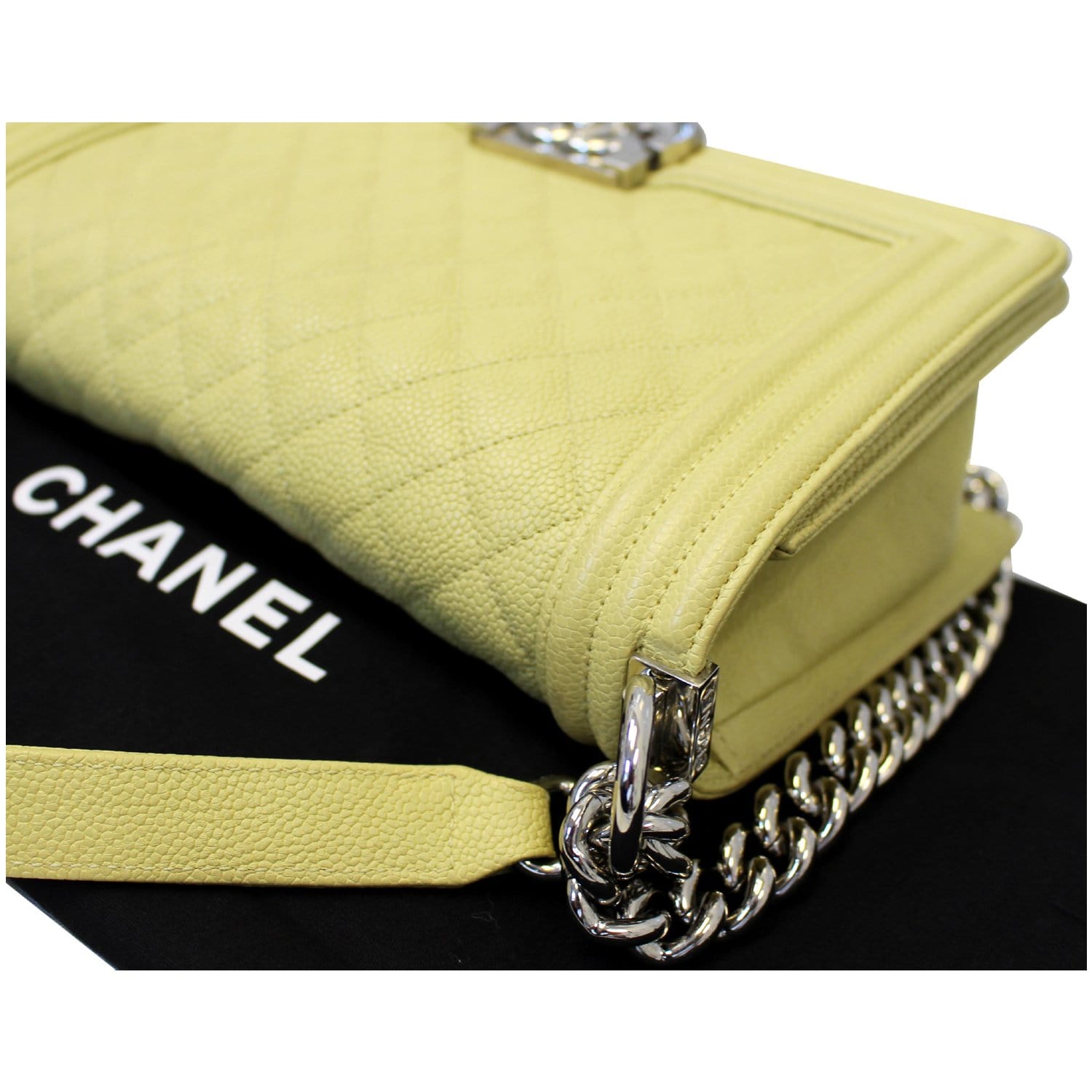 Chanel Yellow Lambskin Medium Boy Bag