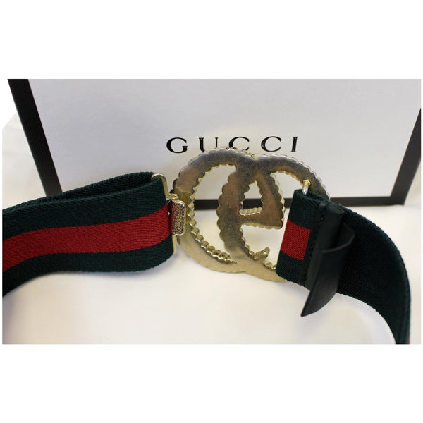 GUCCI Web Elastic with Torchon Double G Buckle Belt 524101