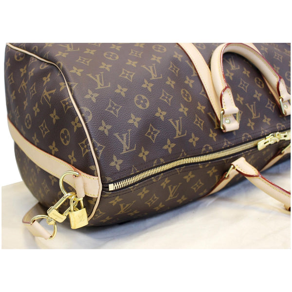 LOUIS VUITTON Keepall 55 Bandouliere Monogram Canvas Travel Bag Brown