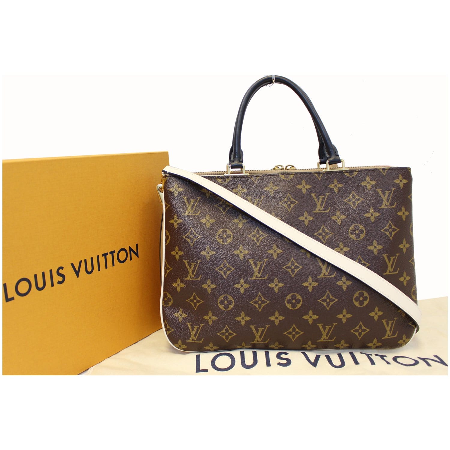 Louis Vuitton Millefeuille Handbag Monogram Canvas Leather Brown