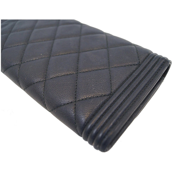 Chanel Boy Large Flap Lambskin Leather Wallet Black back view