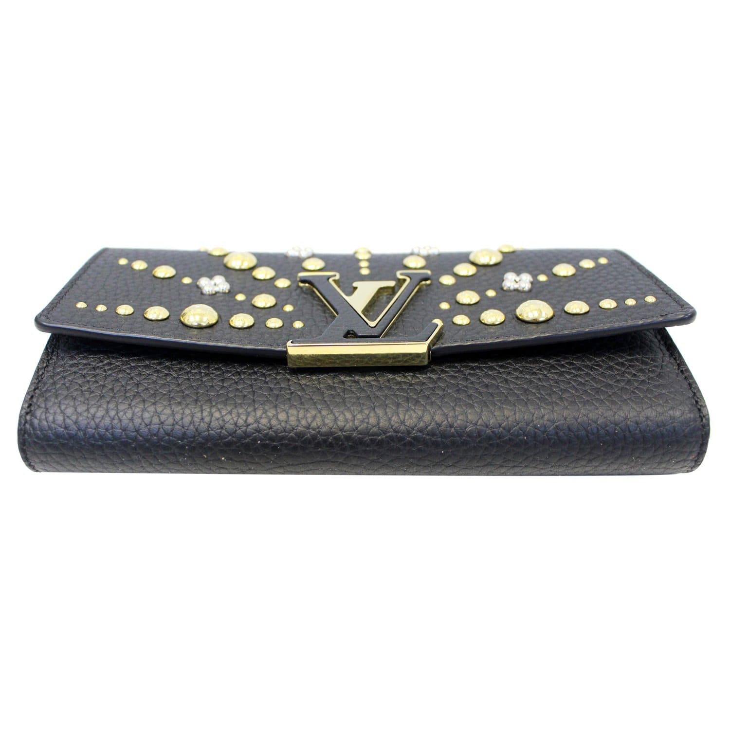 LOUIS VUITTON CAPUCINES WALLET IN BLACK AND PINK TAURILLON LEATHER