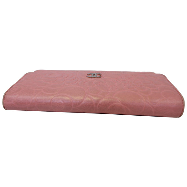 CHANEL Camellia Leather Trifold Wallet Pink-US