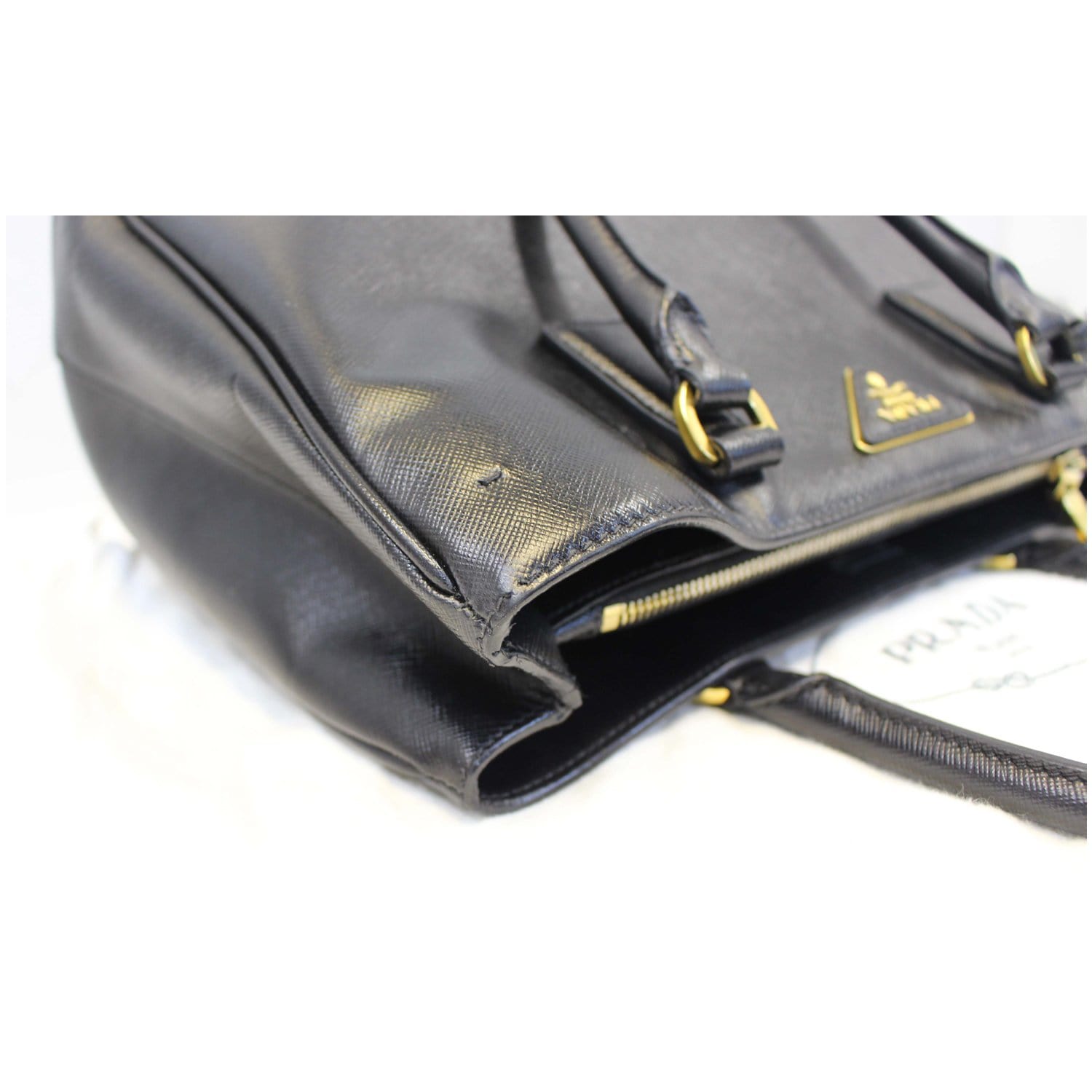 Prada Black Saffiano Lux Leather Medium Galleria Double Zip Tote