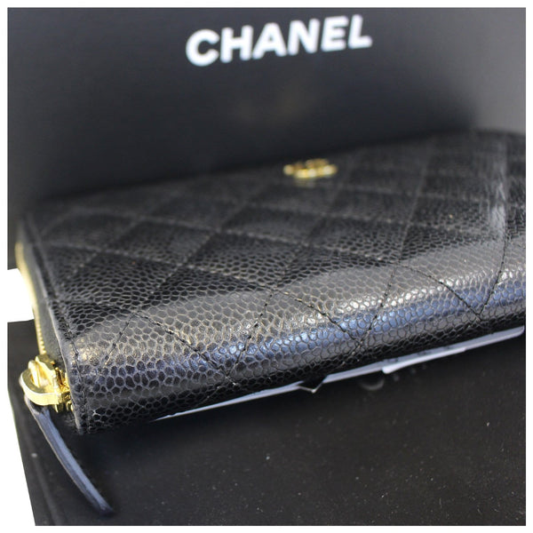 CHANEL Black Caviar Leather Zippy Wallet Black-US