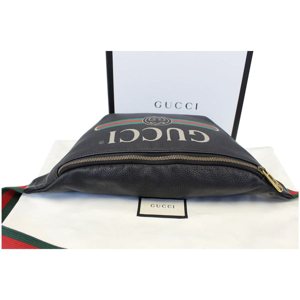 GUCCI Print Leather Black Belt Waist Bumbag Medium 530412