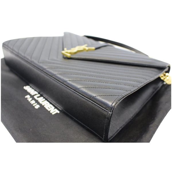 YVES SAINT LAURENT Large Envelope Grain De Poudre Chain Shoulder Bag Black