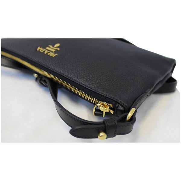 Prada Vitello Daino Leather Crossbody Bag Black authentic to use