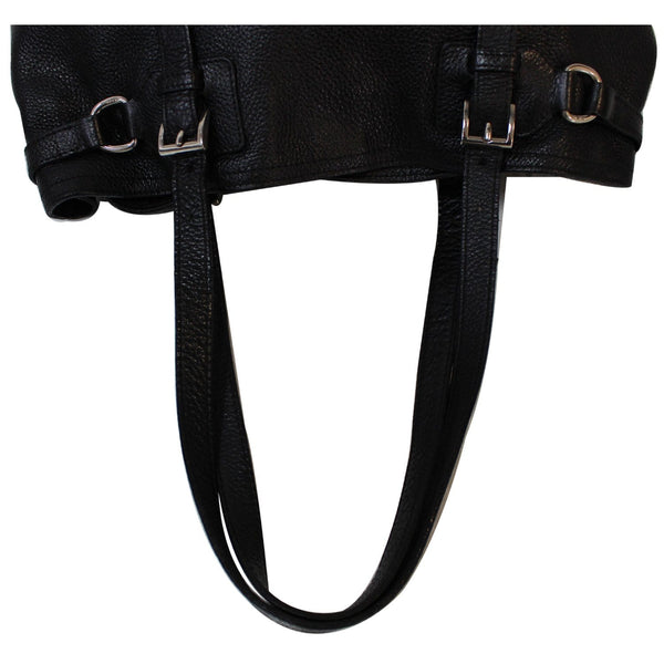 PRADA Vitello Daino Leather Shoulder Bag Black