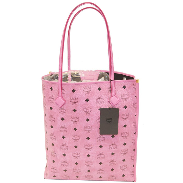 MCM Visetos Medium Shopper Tote Bag Pink - strap