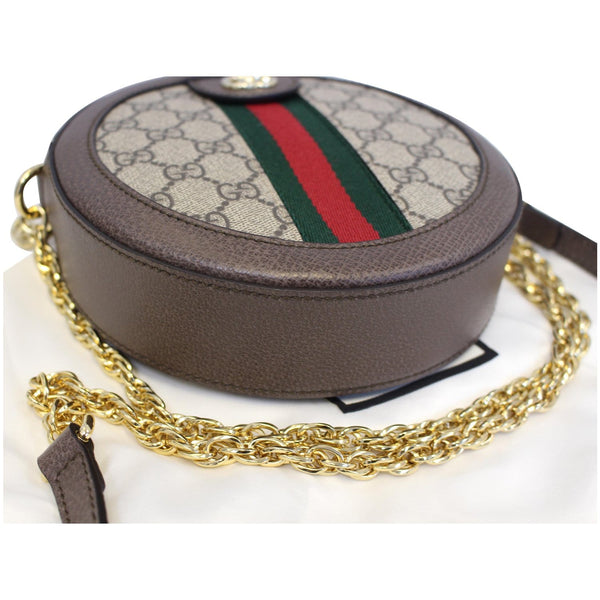 Gucci Ophidia Mini GG Round Supreme Monogram Web Crossbody Bag Beige