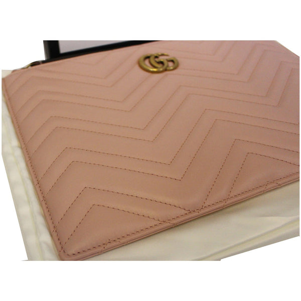 GUCCI GG Marmont Quilted Leather Zip Pouch Bag Pink