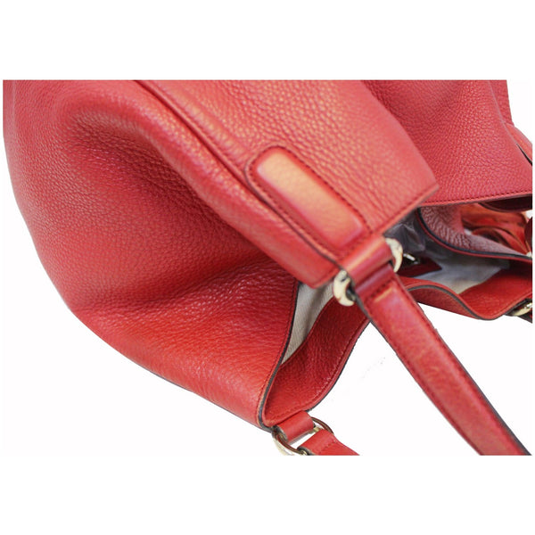 GUCCI Soho Top Handle Pebbled Leather Tote Bag Red