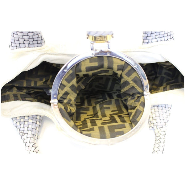 FENDI Spy Nappa Leather Satchel Bag White