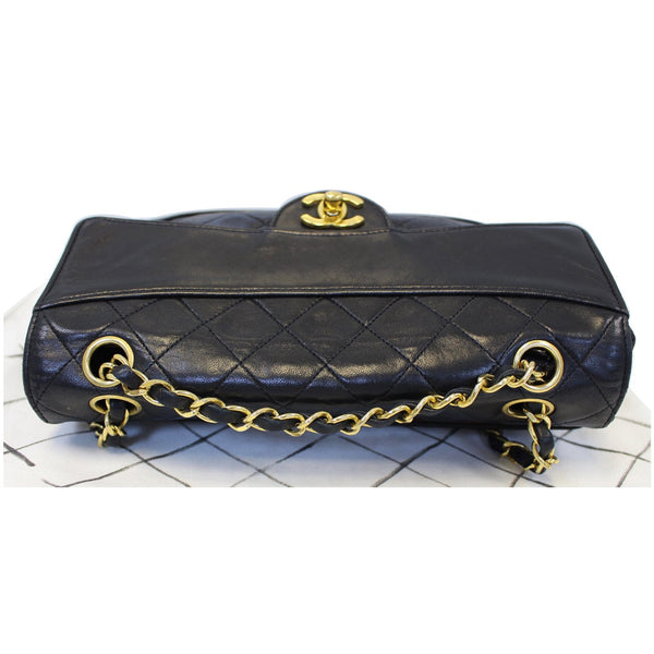 CHANEL Vintage Quilted Lambskin Leather Line Flap Bag Black-US