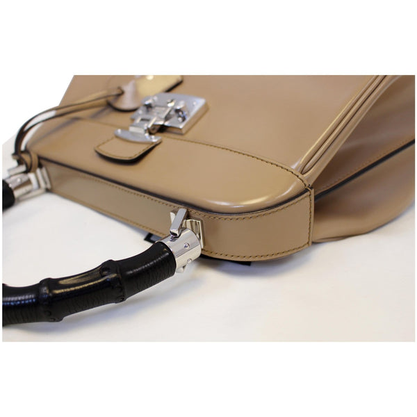 GUCCI Lady Lock Calfskin Bamboo Top Handle Bag Beige 331830