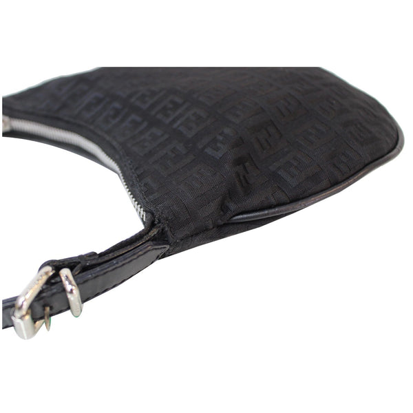 FENDI FF Zucchino Small Oyster Shoulder Bag Black