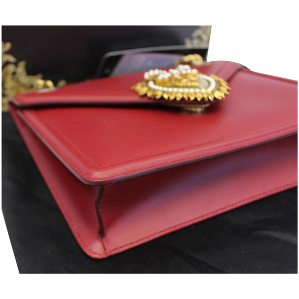DOLCE & GABBANA Devotion Mini Leather Crossbody Bag Red