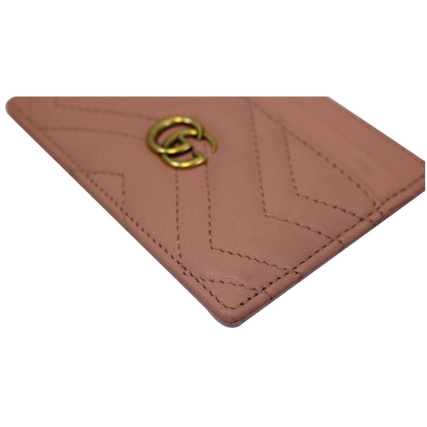 GUCCI GG Marmont Leather Card Case Taupe Pink 443127