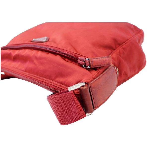 Prada Nylon Crossbody Bag Red - Laid Upper Side View
