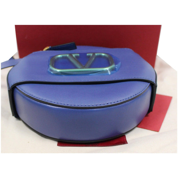 VALENTINO VLogo Round Calfskin Crossbody Bag Blue - Final Sale
